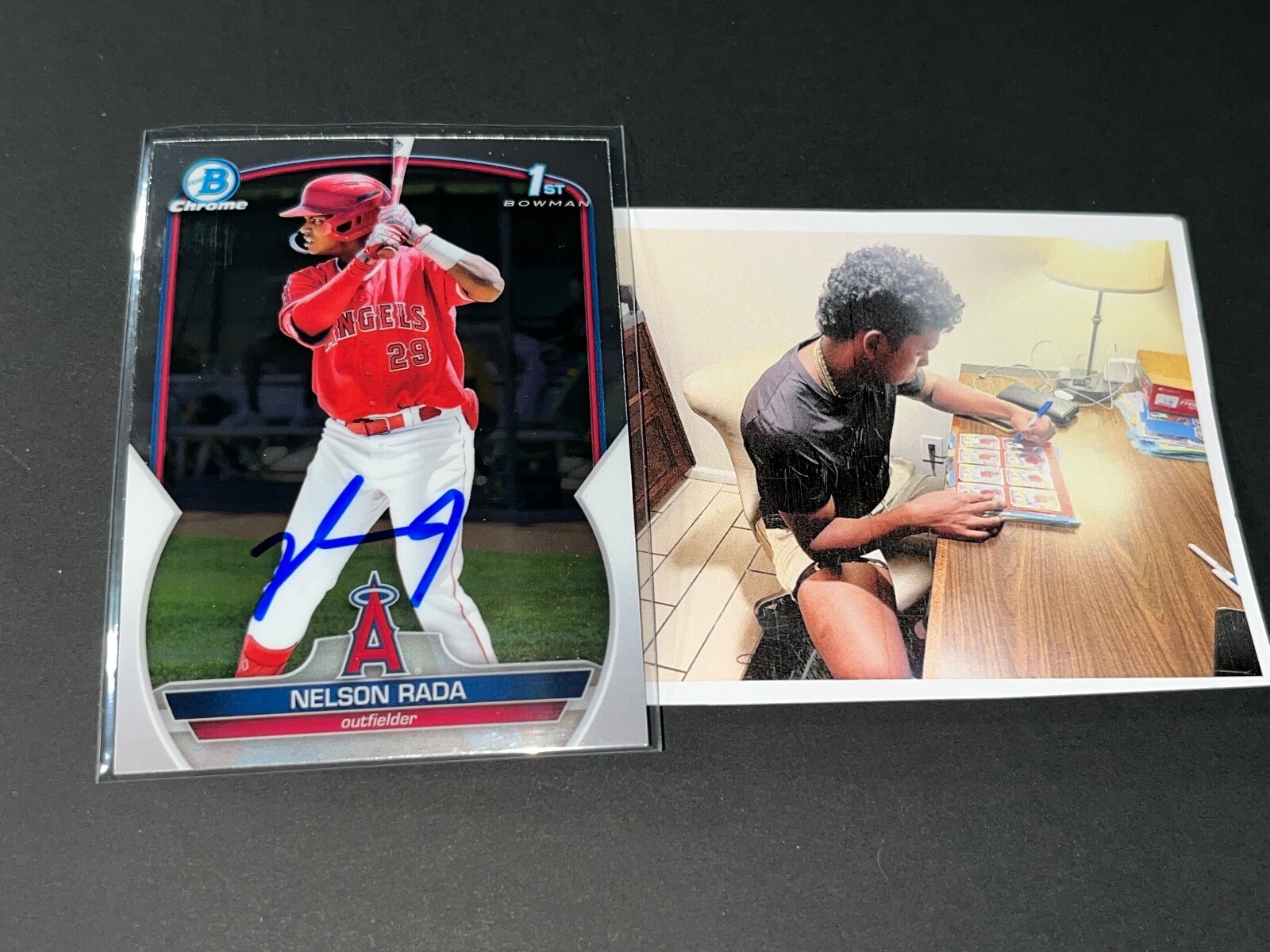 Nelson Rada Los Angeles Angels Auto Signed 2023 Bowman 1st Chrome ~