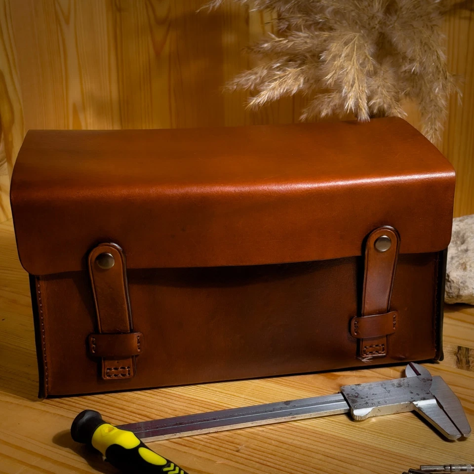 Leather tool bag. Toolbox for instruments in home or car. Leather box. Handmade - Image 4 of 4