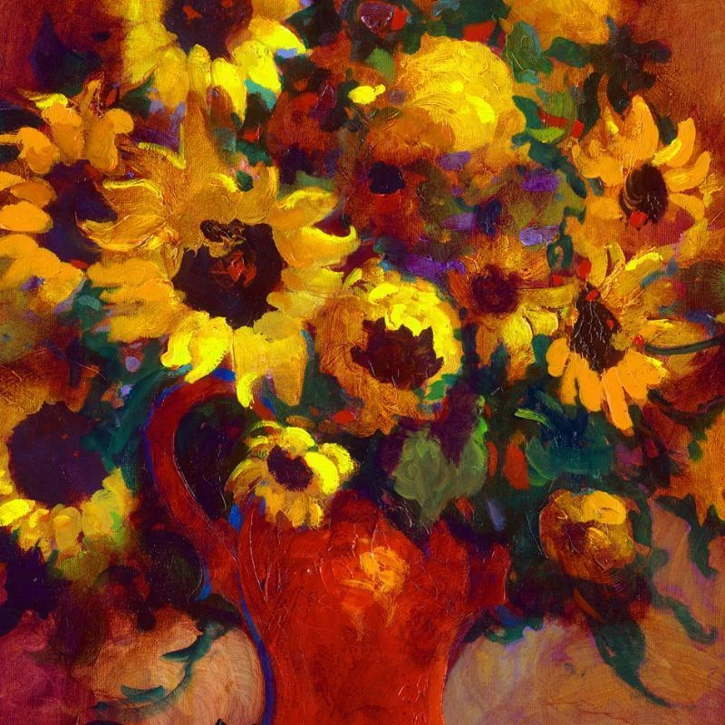 Simon Bull edição limitada "Girassóis" giclée sobre tela - Imagem 2 de 4