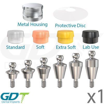Straight Ball Attachment Premium Kit Conical RP Active Hex Fit Nobel Active, GDT