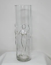 Vtg Libbey La Femme 3D Nude Dancing Women 9” Cocktail Glass 1960s Barware