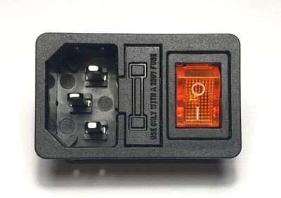 Power Socket Connector - Fused Orange Illuminated Switch - Kettle Plug - UK P&P - Image 1 of 3