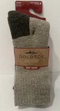 Gold Toe Signature Collection Heavyweight Boot Socks Tan/Brown Sz 6-12.5 2 Pair