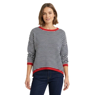 Haut de type longsleeve manches longues femme rayé coton Blanc Noir XL - Photo 1/4