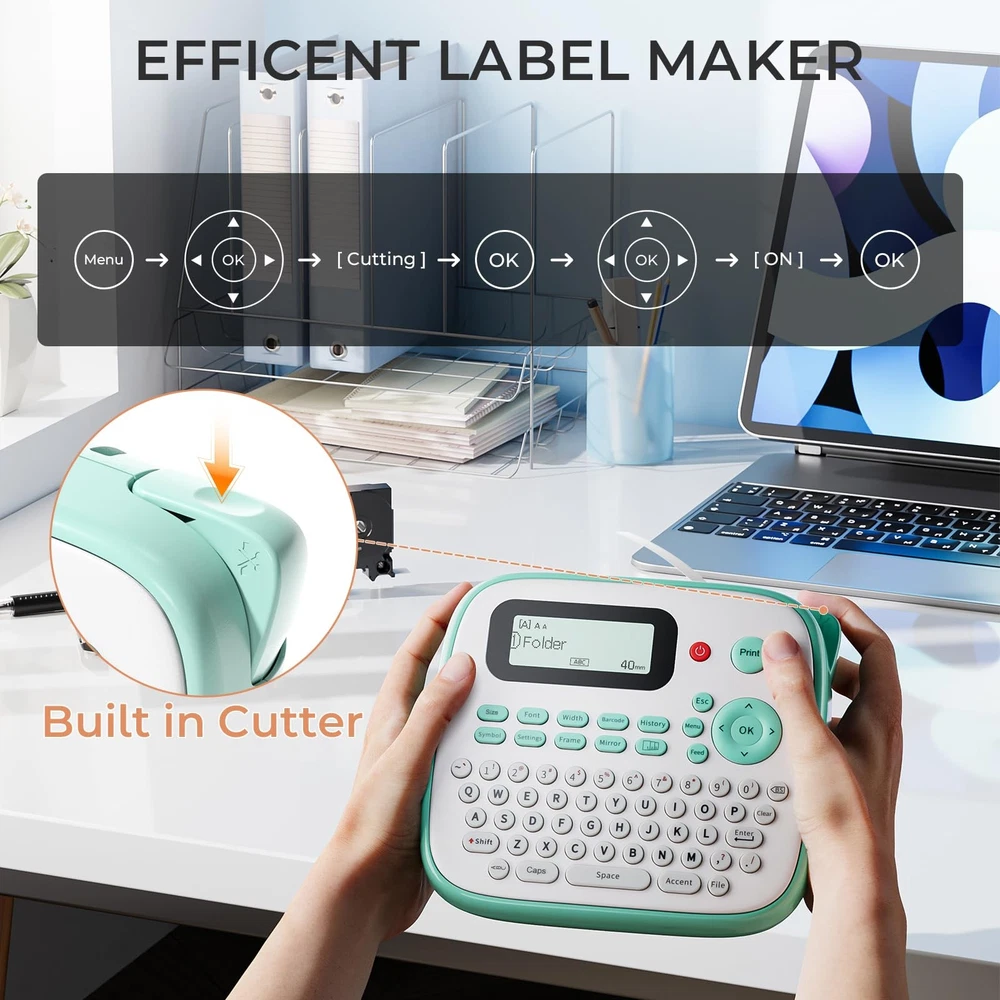 Label Maker Machine D210S with Keyboard and Tapes Handheld Label Maker
