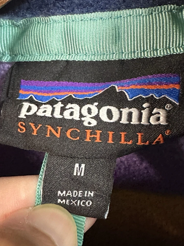 VTG Patagonia Synchilla Snap-T Striped Fleece Pullover Men's Size M - Image 2 of 4