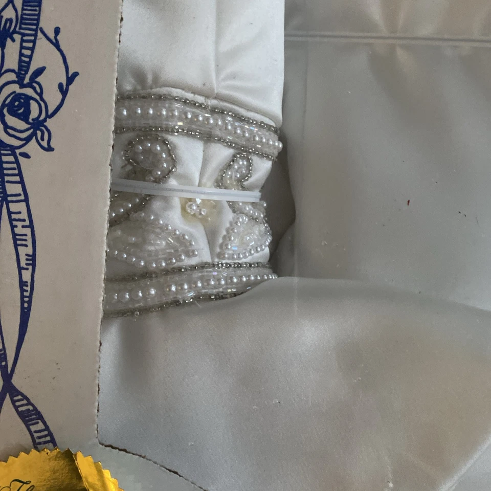Vestido de novia vintage blanco satinado con cuentas manga larga conservado talla n/a Foto 4 de 4
