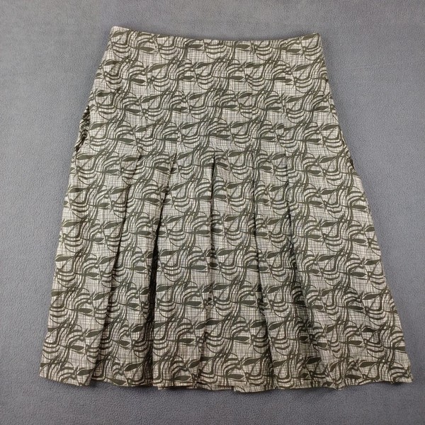 Morrison Skirt Womens S Green Pleated ALine Silk Blend Abstract Print Designer