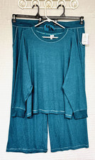 NEW JoySpun Pajama Set-Long Sleeve Top/Long Bottoms. 3X 22w-24 Teal