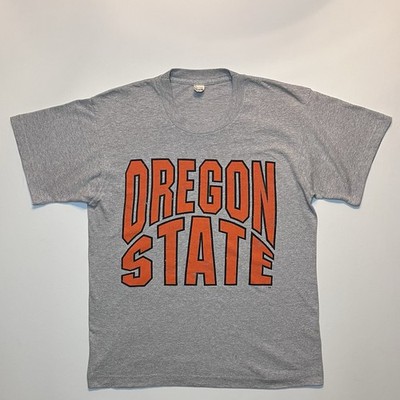 90 s Vintage Retro Oregon State Beavers T-Shirt Cotton Gray Orange Unisex Sz. M