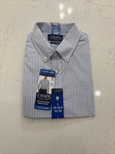 Chaps Men's Button-Down Dress Shirt, Blue, L  16-16.5 34/35 Blue Plaid
