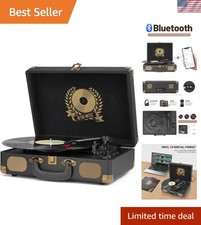 Vintage Suitcase Turntable - 3-Speed Vinyl Player with AUX, RCA, and Bluetooth