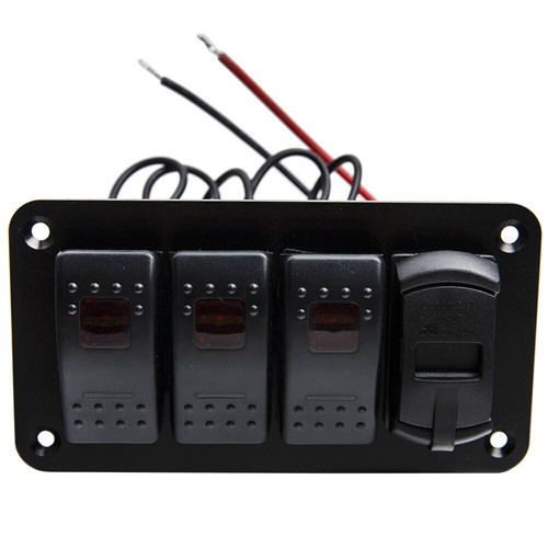 4 Gang Green LED Toggle Rocker Switch Panel USB 12-24V For Car/Boat/RV/Truck - Picture 14 of 22