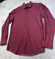 Men's Nautica Long Sleeve Shirt Slim Fit 15x15 1/2 Red Blue Plaid