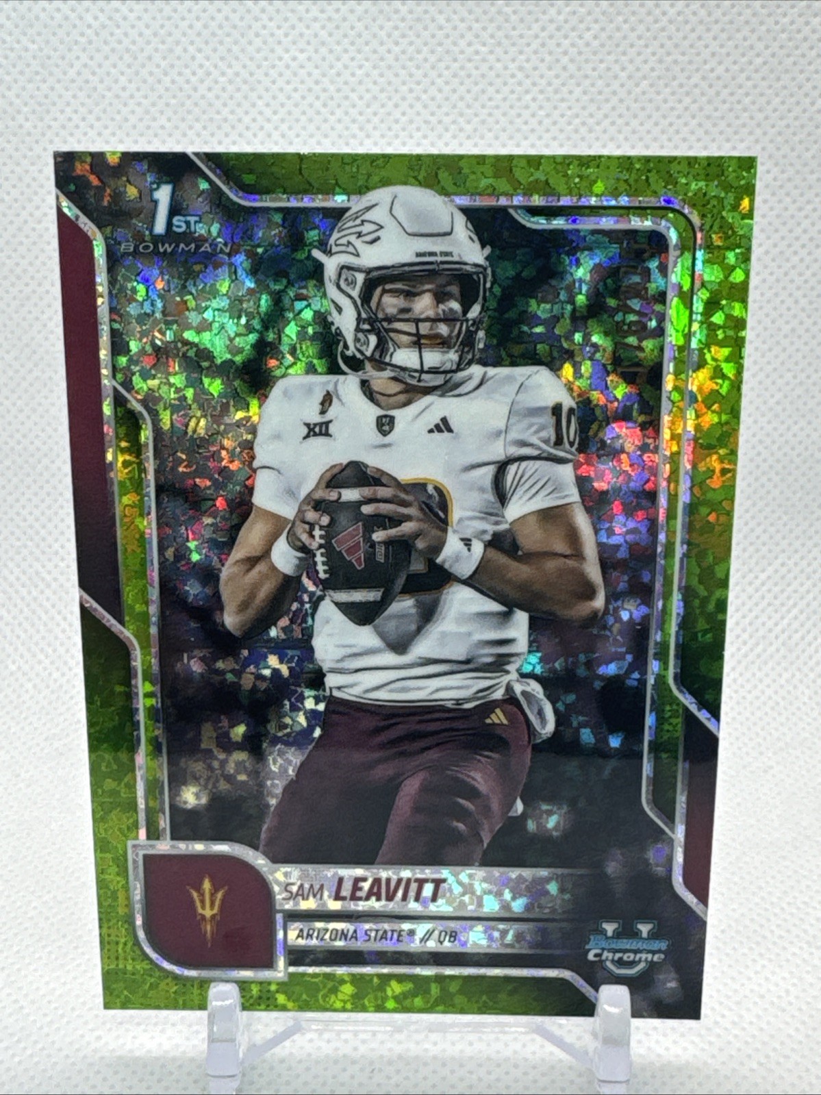 2025 Bowman Chrome U Sam Leavitt 1st Lime Green Mini Diamond Refractor /275