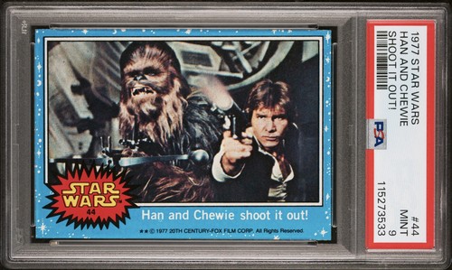 1977 Topps Star Wars #44 Han and Chewie shoot it out!