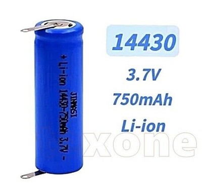 1 Stück U Lötfahne Li-Ion Akku 14430 750 mAh 3,7 V 43 x 14mm Philips u V Geräte