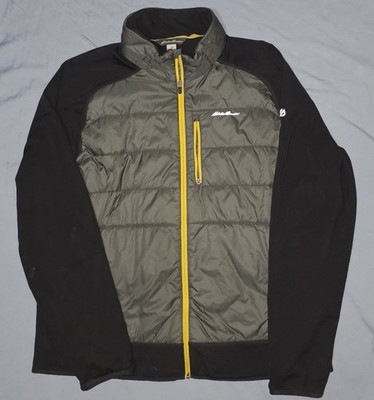 Eddie Bauer Freeheat Men's Gray/Black Hooded Hybrid Puffer Jacket XL