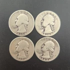 Lot of 4 Washington Silver Quarter Various Dates 1935 1936 1939 1943
