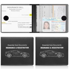 Car Registration Insurance Card Holder - Vehicle Glove Box Organizer - 2 Pack