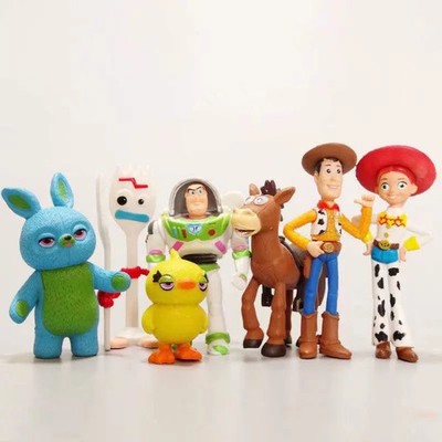 7Pcs/Set Toy Story 4 Action Figures Toy Woody Jessie Buzz Lightyear Forky Pig Be