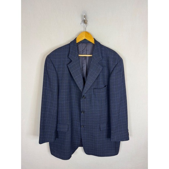 Chaqueta Blazer Strellson Flamenca Azul Marino Ventana Lana Italiana Para Hombre 46R