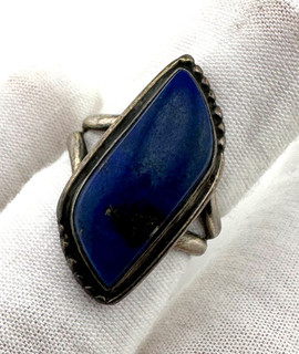 Native Lapis Ring Sterling Silver Size 9 Vintage 9g