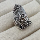 Vintage Sterling Silver Big Navajo Indian Chief Ring Size 10 Hallmarked "JJ"