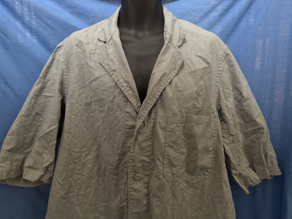 Vintage Auto Mechanic's LAB COAT Smock Gray WORK WEAR Button Down 100% Cotton - Image 2 of 4