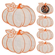 6 Pcs Fall Pumpkin Placemats Thanksgiving Harvest Autumn Orange Table Mat