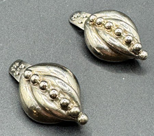 Vintage Silver Tone S.G. D'OR 1960's 60s MCM Modernist Shape Shoe Clips