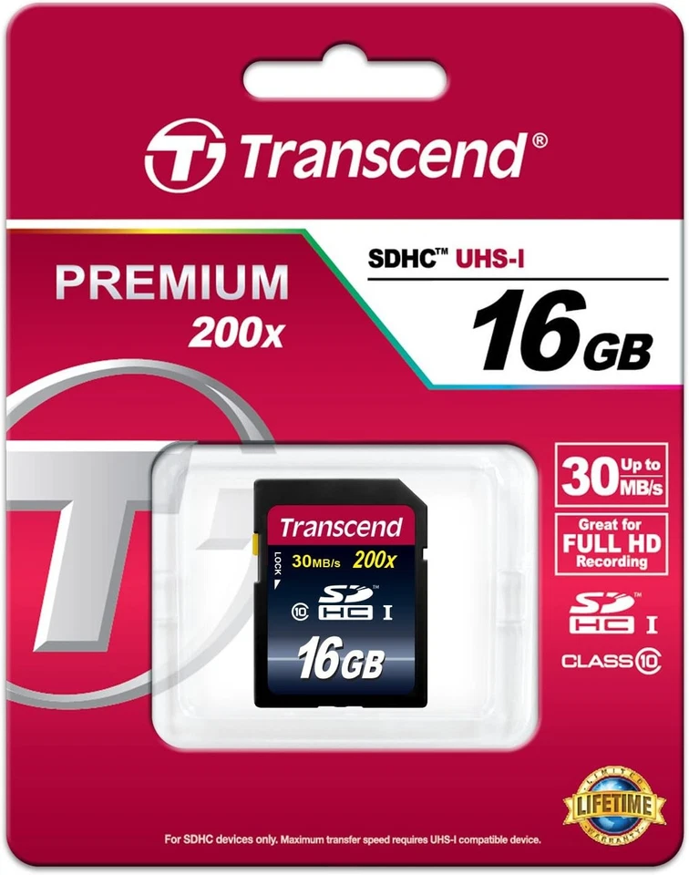 Transcend 16GB SDHC Class 10 Flash Memory Card Up to 30MB/s 16GB, Yellow  - Image 2 of 3