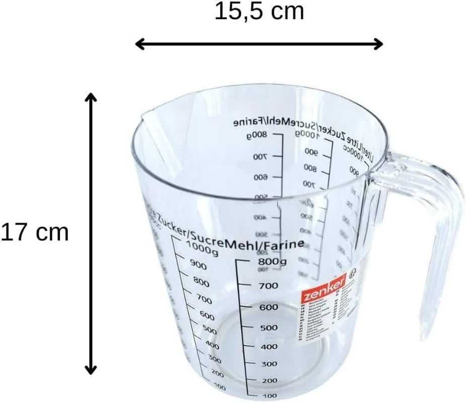 008811 Misuratore 1L, Plastica, Trasparente, 17 X 15,5 X 11,7 Cm - Immagine 3 di 4