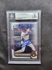 2022 Bowman Chrome Draft Jackson Chourio RC Blue Ink On-Card Auto BGS Authentica