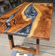 Epoxy Resin English Walnut Dining Table Top | One of a Kind Luxury Furniture