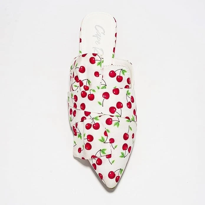 Cape Robbin Carolyn Knot Slip On Point Toe Flat Mules Cherries Size 7.5 - Изображение 4 из 4