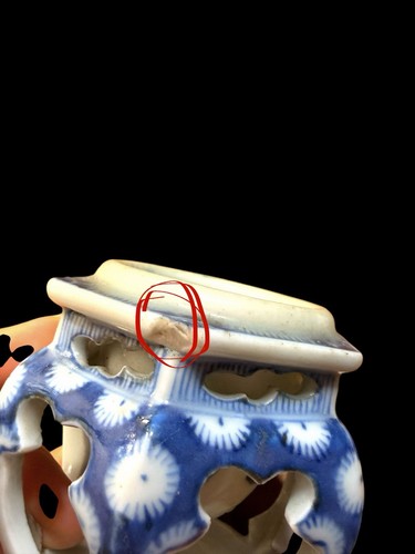 Antik Japanisches Porzellan Handbemalt Blau & Weiß Sake Tasse Ständer Abgebrochen - Bild 15 von 15