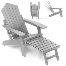 Patio Adirondack Chair All-Weather HIPS Lounge Chair with Retractable Footrest