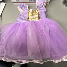TWO PRINCESSES Girls' Purple Pink Gold Princess Dress Elastic Size 100