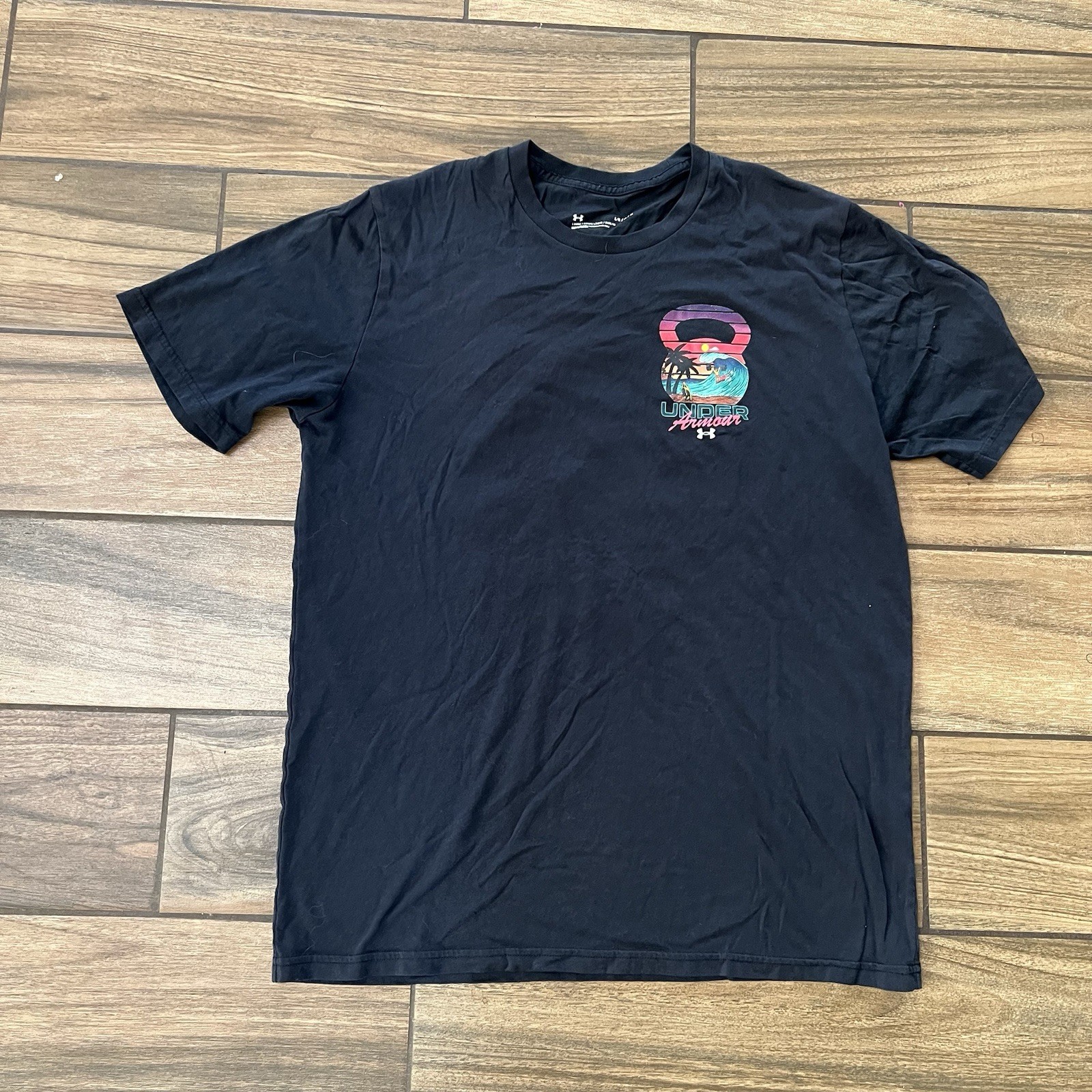 Under Armour Mens Graphic T-Shirt Large Black Short Sleeve Tee