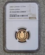 2002 Great Britain 1/2 Half Sovereign Gold Coin NGC PF70 UC Golden Jubilee