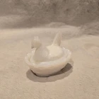 Vintage Westmoreland Milk Glass Mini Hen on Nest Chick Salt Figurine