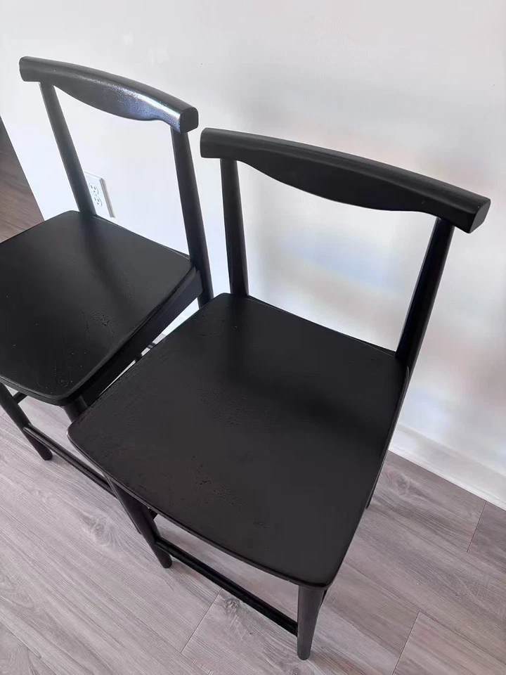 Set of 2 Threshold Biscoe Wood Counter Bar Stools – Black, Used, Modern & Sturdy - Image 4 of 4