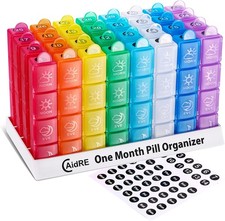 Monthly Pill Organizer 4 Times A Day, One Month Organizer, Multi-colored