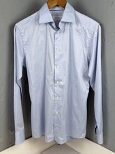 Eton Shirt Mens 38 - 15 Blue Slim Fit Dress Button Up 100 Cotton Twill Men  s S