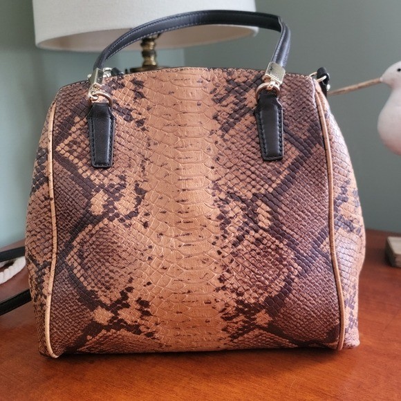 Coach F35271 Minetta Satchel Python Embossed Leather Tan Brown Crossbody Bag View 4