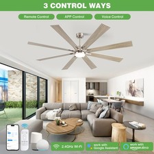 62/72in Modern Ceiling Fan with Light Remote Quiet DC Fan 5CCT Dimmable Patios