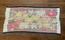 Vintage Retro 60’s-70’s Floral Loomed Rag Rug Country Kitchen Cottage Farmhouse