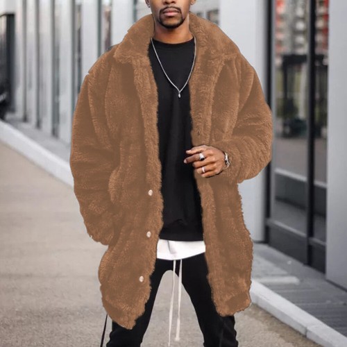 Luxus Kunstpelz Mantel Männer Winter Warme Lange Jacke Oberbekleidung + DE - Bild 16 von 19
