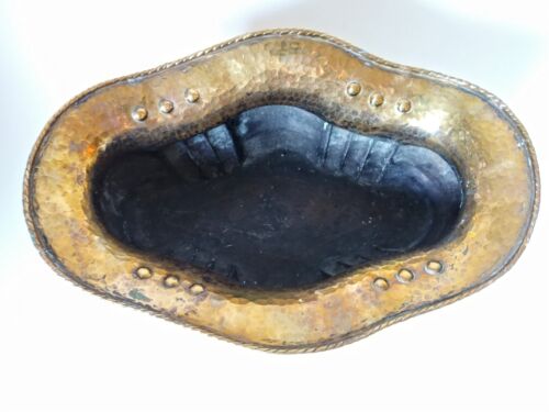 Vintage Italian 13in Hammered Copper Footed Urn Planter Brutalist - Picture 2 of 10